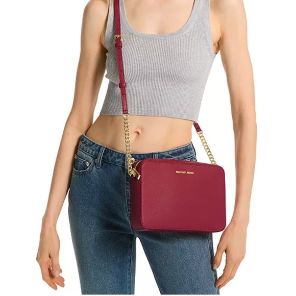 Michael Kors Jet Set Leather Crossbody - Watermelon - Picture 2 of 2